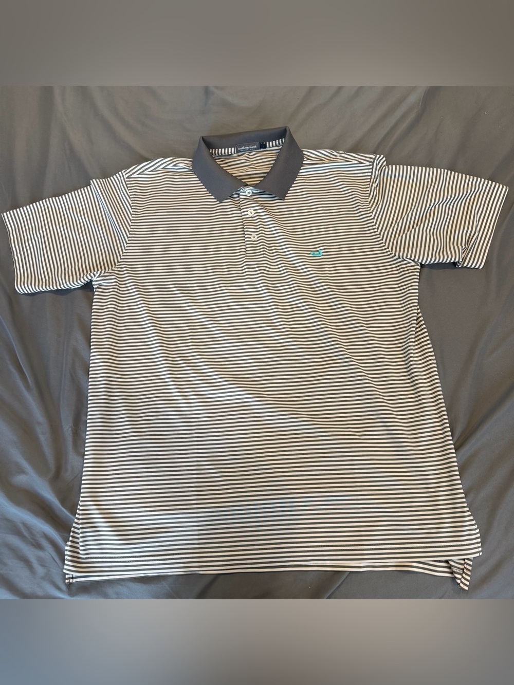 Southern Marsh Men Large Striped Performance Polo Shirt Short Sleeve Golf Casual